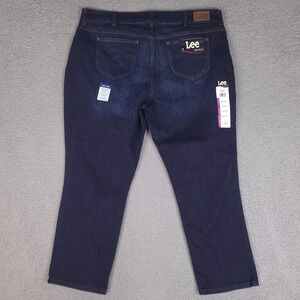 Lee Jeans‎ Women's 22 W Blue Regular Fit Straight Leg High Rise Dark 42x27